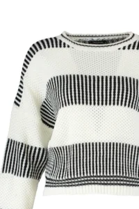TRENDYOLMİLLA Ecru Wide Pattern Striped Knitwear Sweater - Image 9