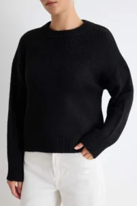 TRENDYOLMİLLA Black Wide Pattern Soft textured Basic Knitwear Sweater - Image 4