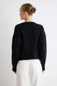 TRENDYOLMİLLA Black Wide Pattern Soft textured Basic Knitwear Sweater - Image 5