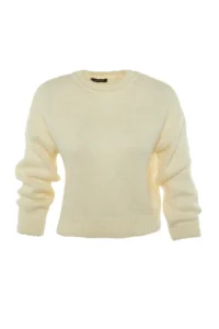 TRENDYOLMİLLA Ecru Wide Pattern Soft textured Basic Knitwear Sweater - Image 16