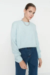 TRENDYOLMİLLA MINT Wide Pattern Soft textured Basic Knitwear Sweater - Image 2
