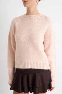 TRENDYOLMİLLA Powder PINK Wide Pattern Soft textured Basic Knitwear Sweater - Image 3