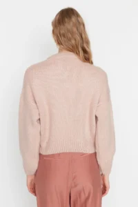 TRENDYOLMİLLA Powder PINK Wide Pattern Soft textured Basic Knitwear Sweater - Image 9