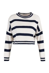 TRENDYOLMİLLA Ecru Crop Striped Knitwear Sweater - Image 8