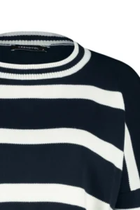 TRENDYOLMİLLA NAVY BLUE Crop Striped Knitwear Sweater - Image 7