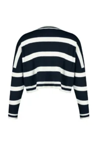 TRENDYOLMİLLA NAVY BLUE Crop Striped Knitwear Sweater - Image 8