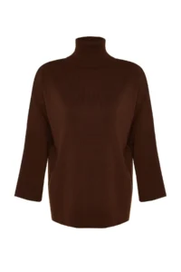 TRENDYOLMİLLA Brown Wide Pattern Basic Knitwear Sweater - Image 6