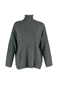 TRENDYOLMİLLA Gray Wide Pattern Basic Knitwear Sweater - Image 6