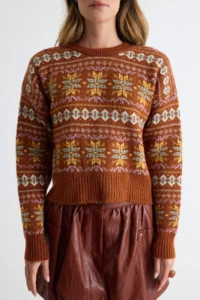 TRENDYOLMİLLA Brown Wide Pattern Soft textured Patterned Knitwear Sweater - Image 3