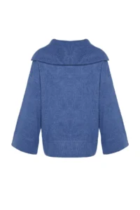 TRENDYOLMİLLA BLUE Wide Pattern Soft textured Zippered Knitwear Sweater - Image 7