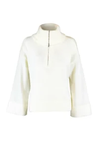 TRENDYOLMİLLA Ecru Wide Pattern Soft textured Zippered Knitwear Sweater - Image 6