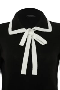 TRENDYOLMİLLA Black Color Bloklu Ribbon/Fiyonk Detailed Knitwear Sweater - Image 6