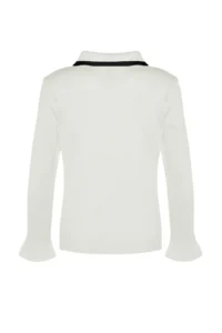 TRENDYOLMİLLA Ecru Color Bloklu Ribbon/Fiyonk Detailed Knitwear Sweater - Image 8