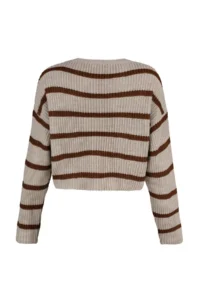 TRENDYOLMİLLA Stone Crop Basic Striped Wide Pattern Knitwear Sweater - Image 11