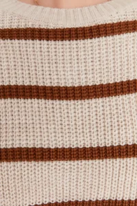 TRENDYOLMİLLA Stone Crop Basic Striped Wide Pattern Knitwear Sweater - Image 9