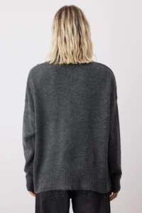 TRENDYOLMİLLA Anthracite Wide Pattern Soft textured Knitwear Sweater - Image 4