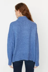 TRENDYOLMİLLA BLUE Wide Pattern Soft textured Knitwear Sweater - Image 5