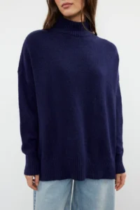 TRENDYOLMİLLA NAVY BLUE Wide Pattern Soft textured Knitwear Sweater - Image 3