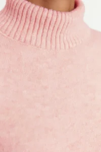 TRENDYOLMİLLA Powder PINK Wide Pattern Soft textured High Neck Knitwear Sweater - Image 4