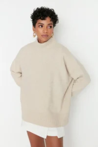 TRENDYOLMİLLA Stone Wide Pattern Soft textured Knitwear Sweater - Image 6
