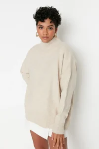TRENDYOLMİLLA Stone Wide Pattern Soft textured Knitwear Sweater - Image 7