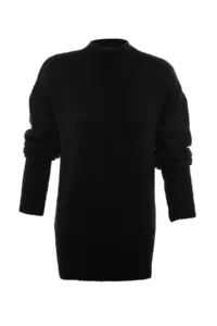 TRENDYOLMİLLA Black Wide Pattern Soft textured Basic Knitwear Sweater - Image 8
