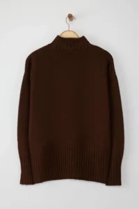 TRENDYOLMİLLA Brown Wide Pattern Soft textured Basic Knitwear Sweater - Image 8