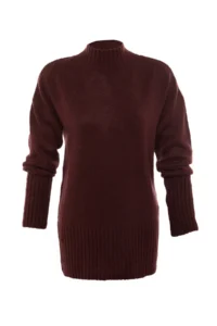 TRENDYOLMİLLA Burgundy Wide Pattern Soft textured Basic Knitwear Sweater - Image 13