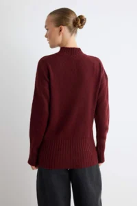 TRENDYOLMİLLA Burgundy Wide Pattern Soft textured Basic Knitwear Sweater - Image 5