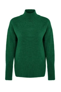 TRENDYOLMİLLA Green Wide Pattern Soft textured Basic Knitwear Sweater - Image 7
