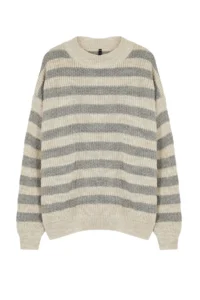 TRENDYOLMİLLA Beige Wide Pattern Striped Knitwear Sweater - Image 6