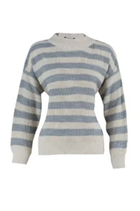 TRENDYOLMİLLA Ecru Wide Pattern Striped Knitwear Sweater - Image 12