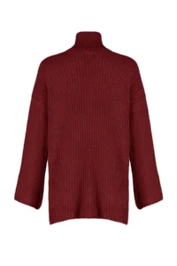 TRENDYOLMİLLA Burgundy Soft textured Wide Pattern Knitwear Sweater - Image 7