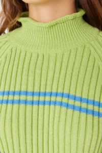 TRENDYOLMİLLA Green Striped Knitwear Sweater - Image 4