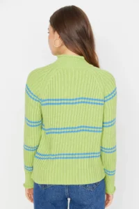 TRENDYOLMİLLA Green Striped Knitwear Sweater - Image 5