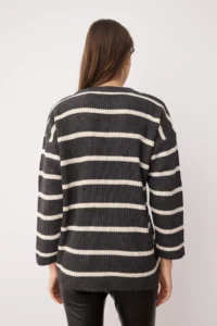 TRENDYOLMİLLA Anthracite Wide Pattern Striped Knitwear Sweater - Image 4