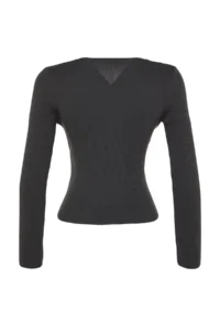 TRENDYOLMİLLA Anthracite Double breasted Ruffle Detailed Knitwear Sweater - Image 7