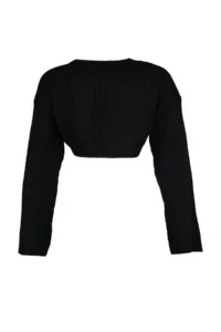 TRENDYOLMİLLA Black Super Crop Basic Knitwear Sweater - Image 6