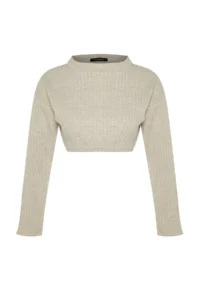 TRENDYOLMİLLA Stone Super Crop Basic Knitwear Sweater - Image 6