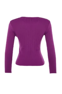 TRENDYOLMİLLA Purple Basic Crew Neck Knitwear Sweater - Image 7