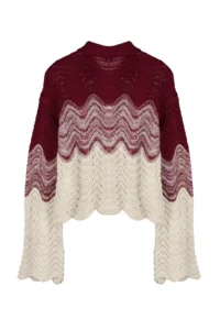 TRENDYOLMİLLA Purple Crop Jewelry buttoned Color Blocked Knitwear Sweater - Image 7