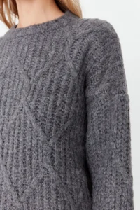 TRENDYOLMİLLA Anthracite Soft textured Wide Pattern Knitwear Sweater - Image 5