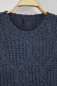 TRENDYOLMİLLA Indigo Wide Pattern Soft textured Knitwear Sweater - Image 7