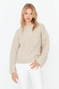 TRENDYOLMİLLA Stone Soft textured Wide Pattern Knitwear Sweater - Image 2