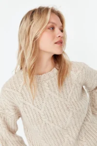 TRENDYOLMİLLA Stone Soft textured Wide Pattern Knitwear Sweater - Image 3