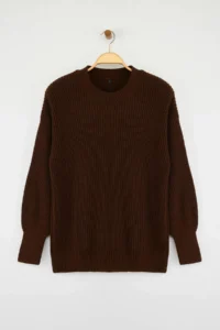 TRENDYOLMİLLA Brown Wide Pattern Basic Knitwear Sweater - Image 6