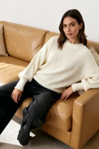 TRENDYOLMİLLA Ecru Wide Pattern Basic Knitwear Sweater - Image 2