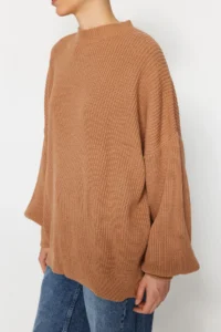 TRENDYOLMİLLA Mink Wide Pattern Basic Knitwear Sweater - Image 5