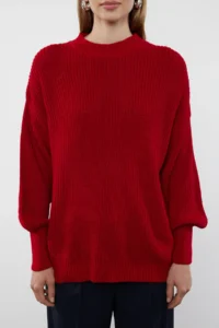 TRENDYOLMİLLA Red Wide Pattern Basic Knitwear Sweater - Image 3