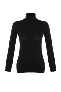 TRENDYOLMİLLA Black Mercerized Look Premium Thread / Special Thread Basic Knitwear Sweater - Image 8